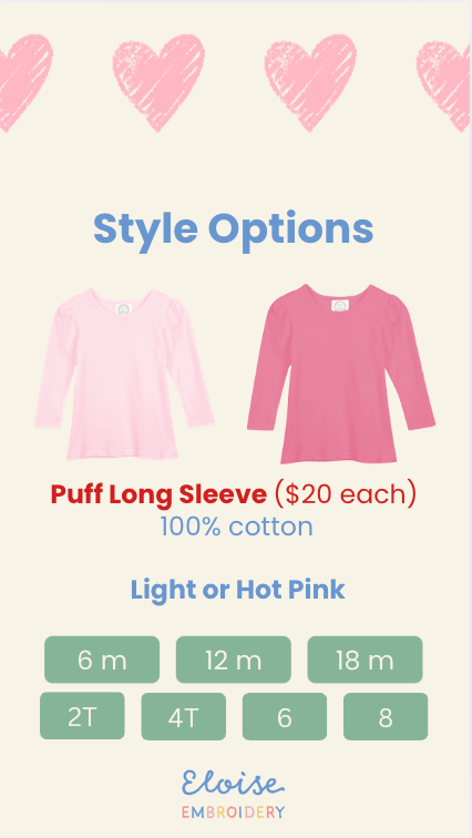 Valentine's Day: Long Sleeve (Unisex or Puff Sleeve)